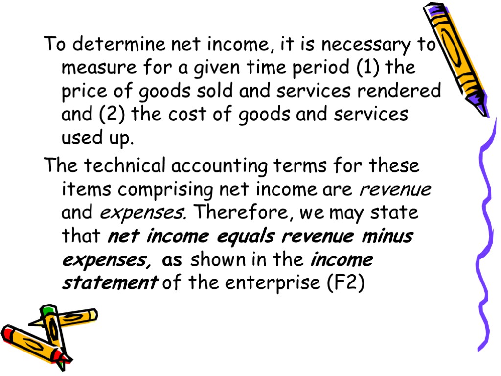 To determine net income, it is necessary to measure for a given time period